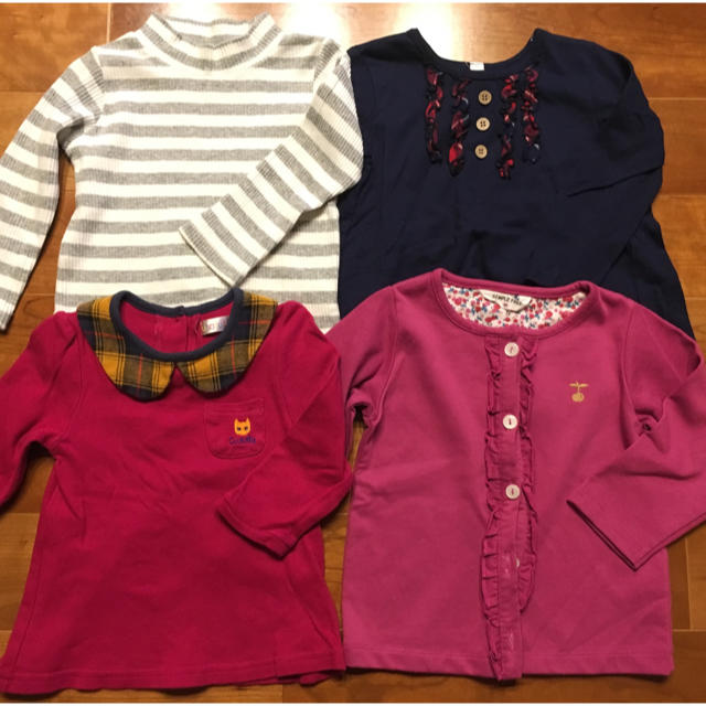 女の子 トップス 4枚セット 90 キッズ/ベビー/マタニティのキッズ服女の子用(90cm~)(Tシャツ/カットソー)の商品写真