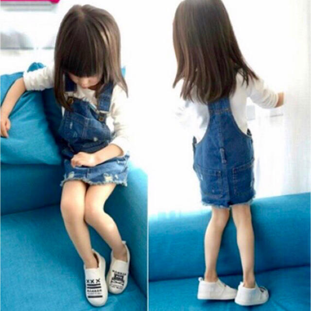 デニムワンピース 100㎝〜 キッズ/ベビー/マタニティのキッズ服女の子用(90cm~)(ワンピース)の商品写真