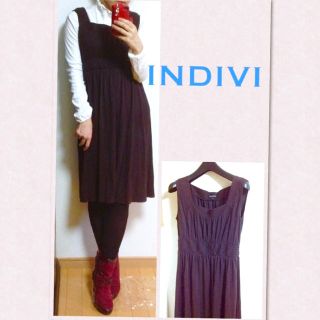 インディヴィ(INDIVI)のミディ丈 ワンピ(ひざ丈ワンピース)