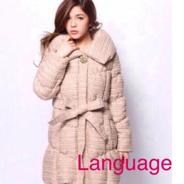 Language(ランゲージ)のランゲージ♡ダウンコート♡ツイード♡ピンク レディースのジャケット/アウター(ダウンコート)の商品写真