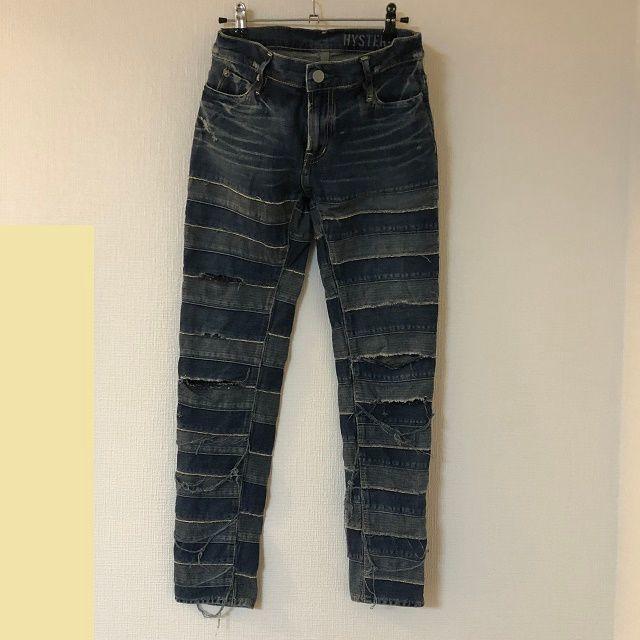 HYSTERIC GLAMOUR(ヒステリックグラマー)のUSED ヒステリックグラマー　パッチ加工　スキニーデニム Sサイズ レディースのパンツ(デニム/ジーンズ)の商品写真