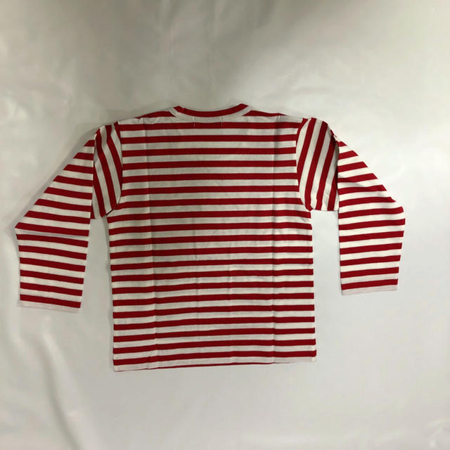 COMME des GARCONS(コムデギャルソン)のプレイ・コムデギャルソン 子供用長袖Tシャツ ボーダー（赤）キッズウェア キッズ/ベビー/マタニティのキッズ服女の子用(90cm~)(Tシャツ/カットソー)の商品写真