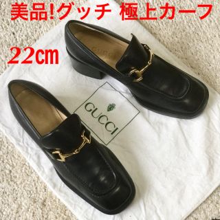 グッチ(Gucci)の美品!グッチ ゴールドビット チャンキーヒール  22㎝(ローファー/革靴)