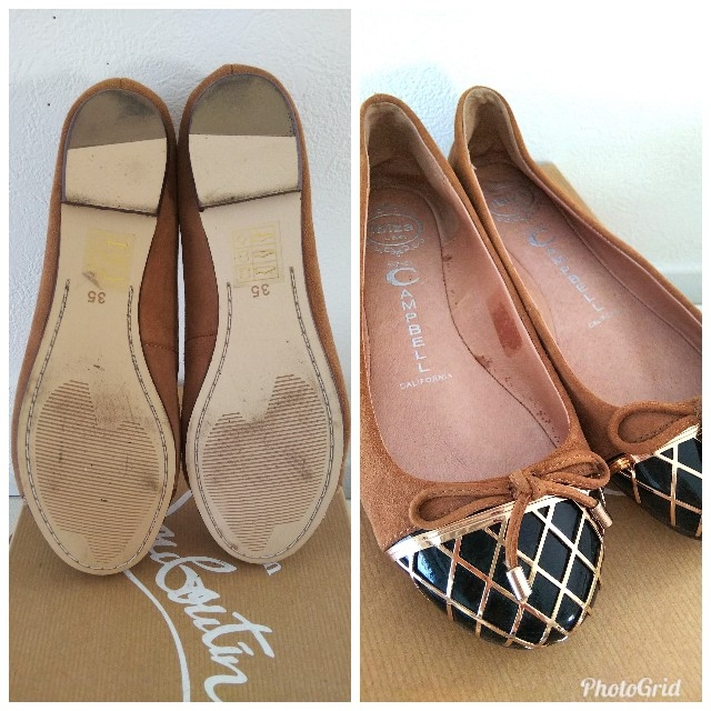 JEFFREY CAMPBELL(ジェフリーキャンベル)の秋 未使用 ジェフリーキャンベル リボン付きフラットシューズ  バレエシューズ茶 レディースの靴/シューズ(バレエシューズ)の商品写真