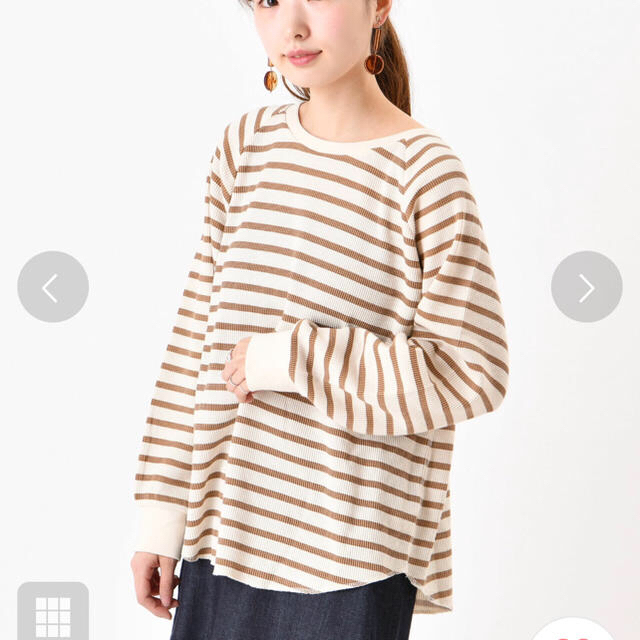 Kastane(カスタネ)のワッフルボーダー7分Tee レディースのトップス(カットソー(長袖/七分))の商品写真