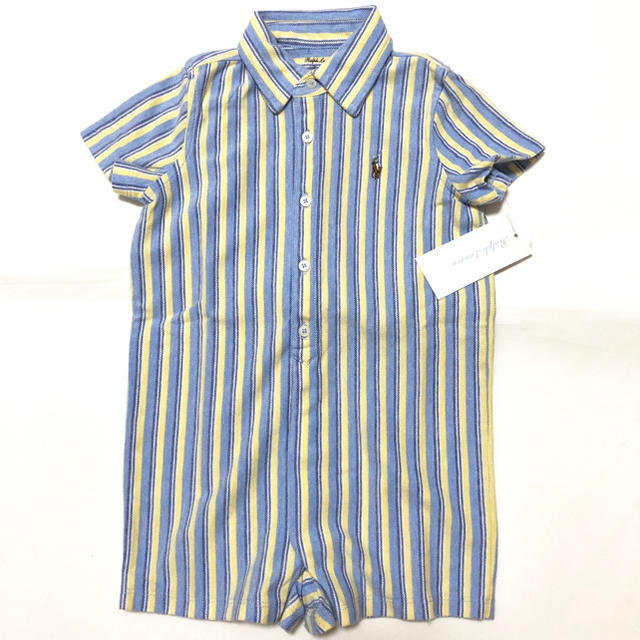 Ralph Lauren(ラルフローレン)の新品✨コットン オックスフォード ショートオール 12M/80 キッズ/ベビー/マタニティのベビー服(~85cm)(ロンパース)の商品写真