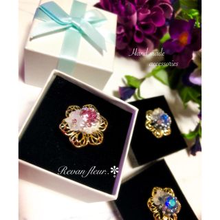 ◆再販◆swarovski flower ring《gold × rose》(リング)