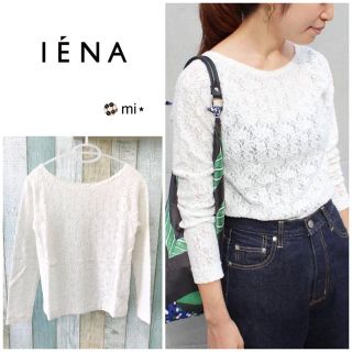 イエナ(IENA)の美品❣️ IENA レースラグランプルオーバー ホワイト(カットソー(長袖/七分))