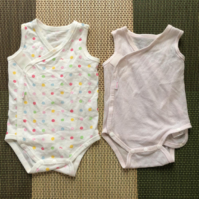 mikihouse(ミキハウス)の新生児ミキハウスロンパース肌着2枚 キッズ/ベビー/マタニティのベビー服(~85cm)(肌着/下着)の商品写真