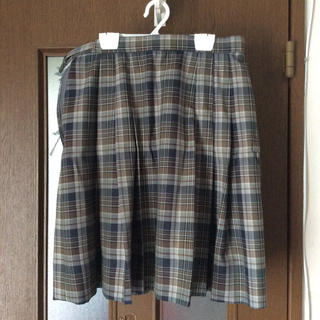 緑系チェック制服スカート【グリーン】(ひざ丈スカート)