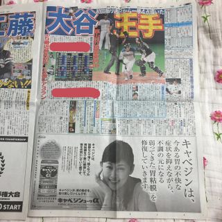 ホッカイドウニホンハムファイターズ(北海道日本ハムファイターズ)の新聞「日刊スポーツ」大谷翔平選手記事(印刷物)