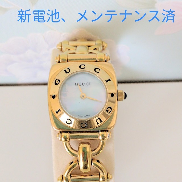 ☆【希少美品レア】グッチ6400Lゴールドフェイス腕時計(稼働品)GUCCI腕時計