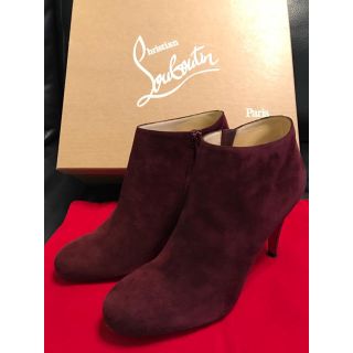 クリスチャンルブタン(Christian Louboutin)のクリスチャンルブタン ショートブーツ ベロア ボルドー 37(ブーティ)