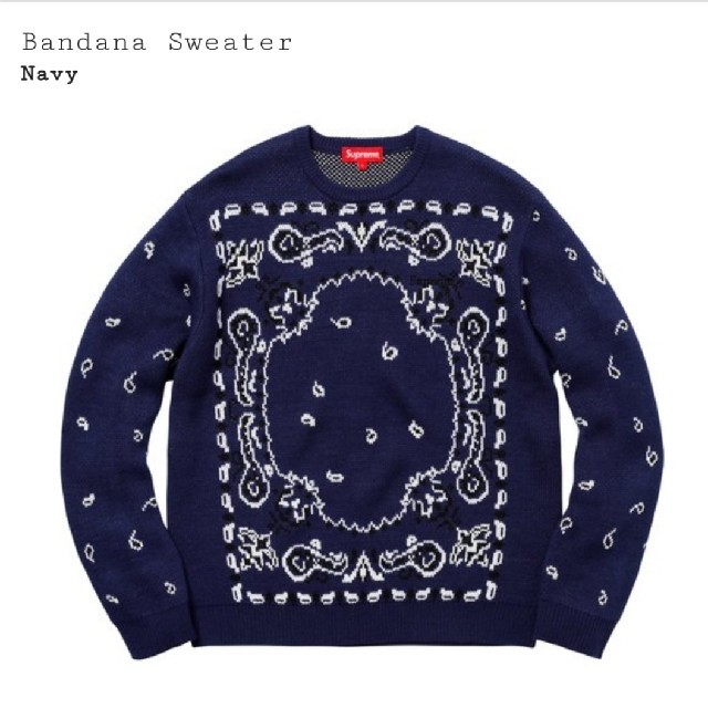 Supreme☆Bandana Sweater L ネイビー バンダナセーター