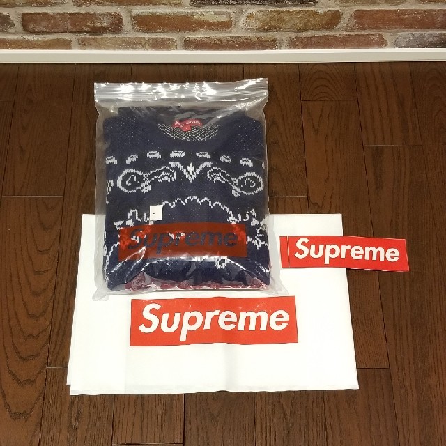 Supreme☆Bandana Sweater L ネイビー バンダナセーター