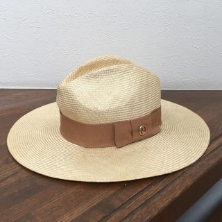 グッチ(Gucci)のGucci ) グッチ ストローハット 麦わら帽子 レディース 中古 リボン(麦わら帽子/ストローハット)