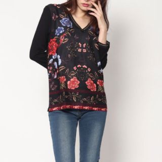 デシグアル(DESIGUAL)の新品 長袖カットソー  Sサイズ ブラック系(カットソー(長袖/七分))