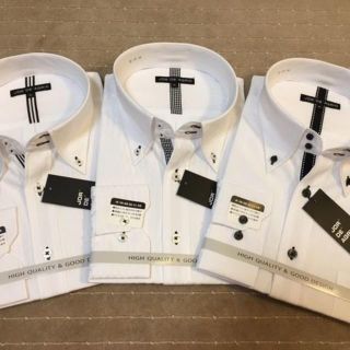 長袖ワイシャツ新品　「おしゃれな」3枚セット Mサイズ(シャツ)