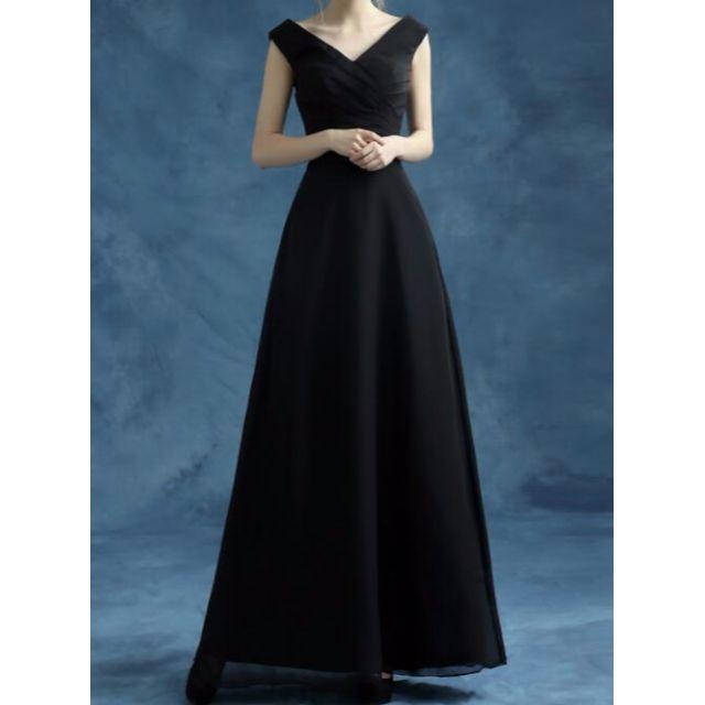 ロングドレス ブラック Ⅴネック ロングドレス