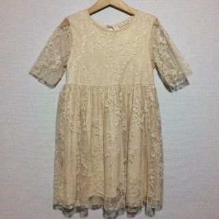 ザラキッズ(ZARA KIDS)のZARA girlザラガール半袖レースミニワンピースドレス5/6 118cm(ワンピース)