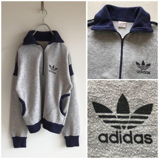 adidas(アディダス)の希少 80s adidas ハイネック ハーフジップスウェット M トレフォイル レディースのトップス(トレーナー/スウェット)の商品写真