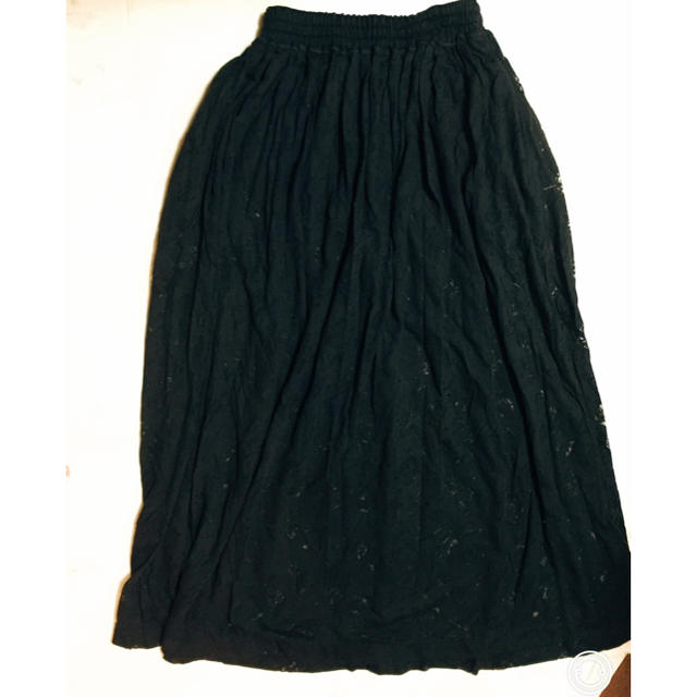 HAKKA(ハッカ)のHAKKAのロングスカート 透け感 透かし柄 黒 レディースのスカート(ロングスカート)の商品写真