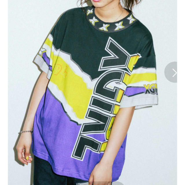 X-girl(エックスガール)のVIVID THUNDER TEE レディースのトップス(Tシャツ(半袖/袖なし))の商品写真