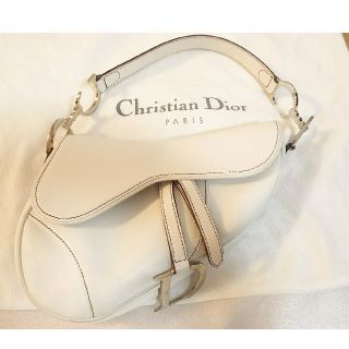 Christian Dior - クリスチャンディオール☆白レザーサドルバッグ