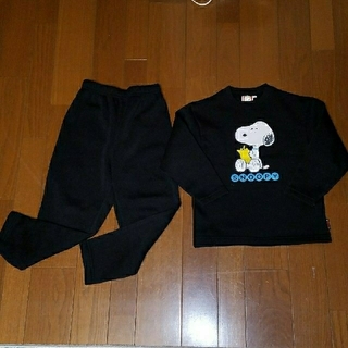 スヌーピー(SNOOPY)の【rek+様専用】37、子供服 スヌーピー トレーナー上下セット 120cm 黒(Tシャツ/カットソー)