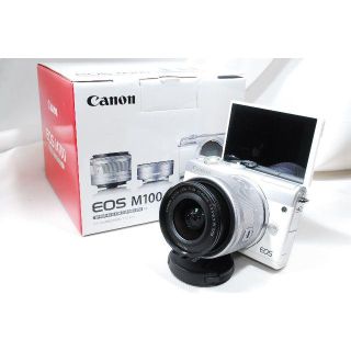 キヤノン(Canon)の♡WiFi＆自撮り＆大人気♡Canon EOS M100 レンズキットホワイト(ミラーレス一眼)