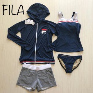 フィラ(FILA)の新品 FILA 水着 4点セット ラッシュ パーカー NV 11L 体型カバー(水着)