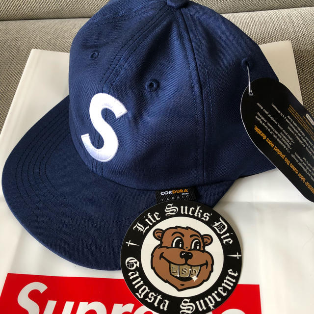 NAVY supreme  18aw s Logo 6 panel cap