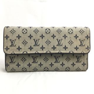 ルイヴィトン(LOUIS VUITTON)のLV ルイヴィトン モノグラムミニラン ネイビー デニム 長財布 サラ(財布)