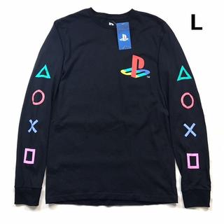 プレイステーション(PlayStation)のプレイステーション オフィシャル 袖ロゴ ロンT【L】黒 新品 180613(Tシャツ/カットソー(七分/長袖))