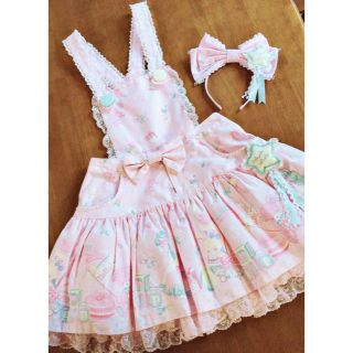 アンジェリックプリティー(Angelic Pretty)のドリーミィベビールームサロペット＋カチューシャセット(サロペット/オーバーオール)