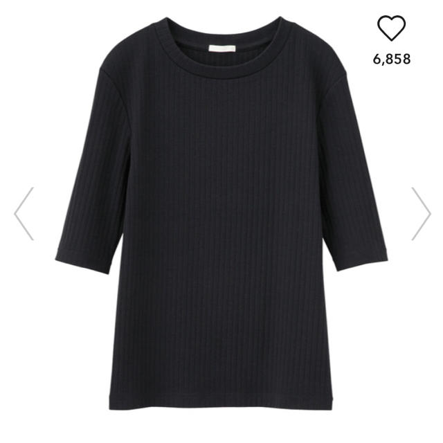 GU(ジーユー)のGU リブクルーネックＴ（５分袖） レディースのトップス(Tシャツ(半袖/袖なし))の商品写真