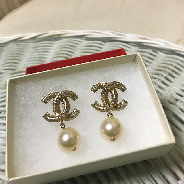超美品 シャネル パールピアス CHANEL ゴールドストーン ハンドメイド ...