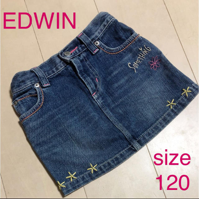 SOMETHING(サムシング)のEDWIN サムシング デニムスカートミニ 120★送料無料 キッズ/ベビー/マタニティのキッズ服女の子用(90cm~)(スカート)の商品写真