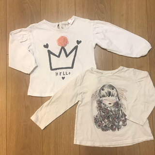 ザラキッズ(ZARA KIDS)のZARA  BABYGIRL☆ 98センチ ロングTシャツ2枚セット(Tシャツ/カットソー)