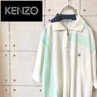 ケンゾー(KENZO)の【激レア】 ケンゾー KENZO ハーフジップ ポロシャツ  刺繍ロゴ 奇抜(ポロシャツ)