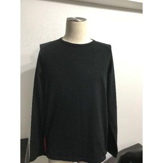 プラダ(PRADA)の●送料込●プラダスポーツ黒ストレッチ材混合ロンTシャツ赤タグ背ジップポケ●良美(Tシャツ/カットソー(七分/長袖))