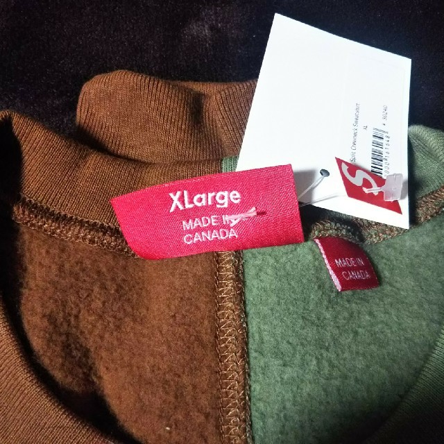 新発売の supreme split crewneck XL BROWN/Olive -スウェット