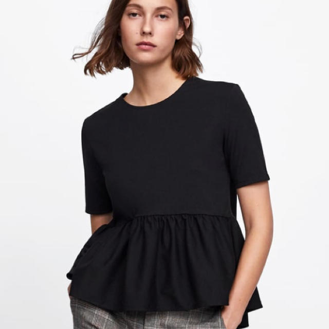 ZARA ペプラムフリル付きTシャツ ザラ - Tシャツ(半袖/袖なし)