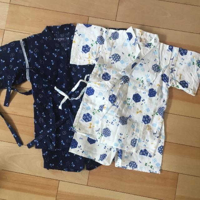 petit main(プティマイン)のトンボ柄 甚平2着セット キッズ/ベビー/マタニティのキッズ服男の子用(90cm~)(甚平/浴衣)の商品写真