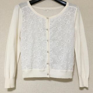 プロポーションボディドレッシング(PROPORTION BODY DRESSING)のプロポーションボディドレッシング  お花レースとビジューボタンのカーディガン(カーディガン)