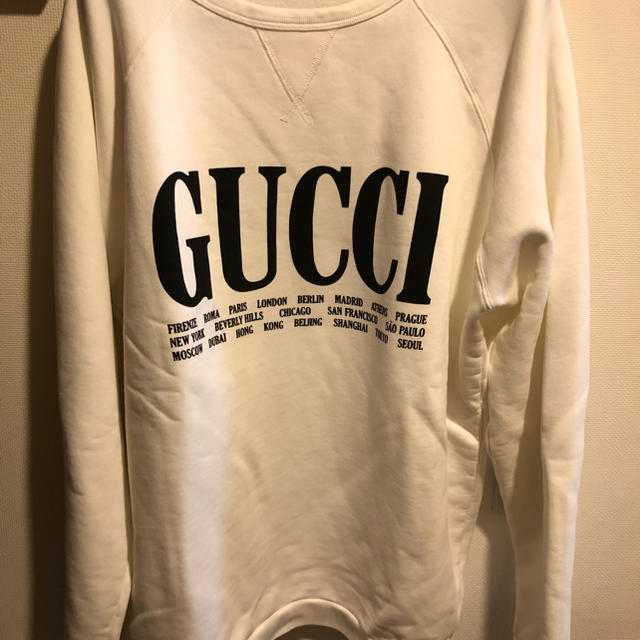 Gucci - GUCCI シティプリント ロゴ スウェットシャツ トレーナー ホワイト