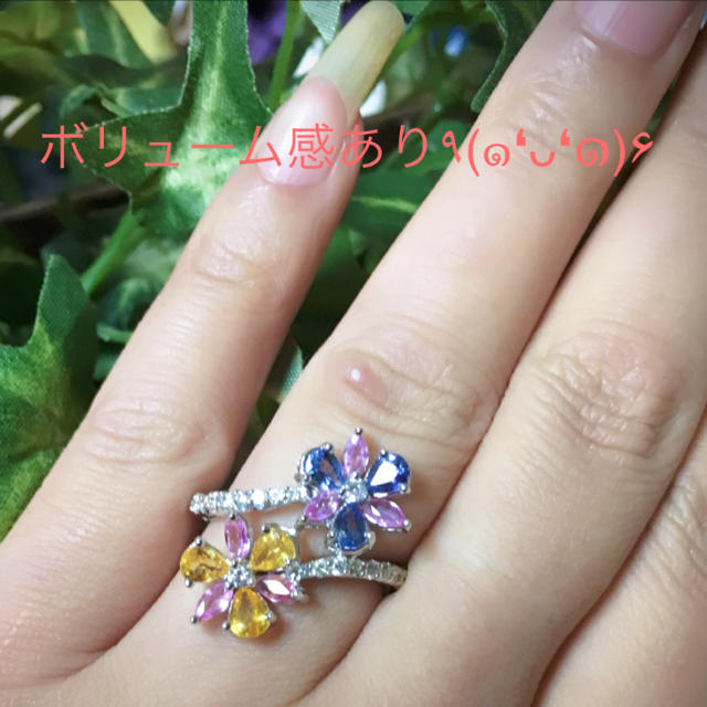 新品✨カラーサファイア❤️ダイヤエタニティ風リング❤️鑑別書付き レディースのアクセサリー(リング(指輪))の商品写真