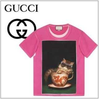 グッチ(Gucci)のGUCCI イグナシモンレアル コラボ ピンク キャット Tシャツ(Tシャツ(半袖/袖なし))