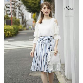 トッコ(tocco)のtocco closet☆ストライプ柄ふんわりスカート(ひざ丈スカート)