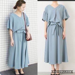 スローブイエナ(SLOBE IENA)の値下げ今季新品☆スローブ イエナ ブラウス リボン フレアスカート セットアップ(セット/コーデ)